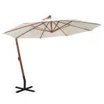 Umbrelă de soare suspendată cu stâlp de lemn, 350 cm, alb GartenMobel Dekor