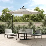 Umbrelă soare suspendată, iluminare LED, stâlp metalic 300 cm GartenMobel Dekor