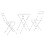 Set mobilier bistro, 3 piese, alb, oțel GartenMobel Dekor