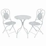 Set mobilier de bistro, 3 piese, alb cenușiu, oțel GartenMobel Dekor