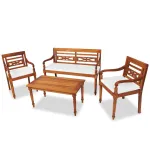 Set mobilier de grădină cu perne, 4 piese, lemn masiv de tec GartenMobel Dekor
