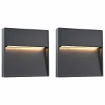 Lămpi de perete LED de exterior, 2 buc., negru, 3 W, pătrat GartenMobel Dekor
