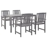 Set mobilier de exterior, 5 piese, gri, lemn masiv de acacia GartenMobel Dekor