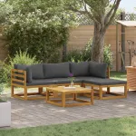 Set mobilier grădină cu perne, 5 piese, lemn masiv acacia     GartenMobel Dekor