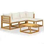 Set mobilier grădină cu perne, 5 piese, lemn masiv acacia     GartenMobel Dekor