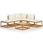 Set mobilier grădină cu perne, 6 piese, lemn masiv acacia     GartenMobel Dekor