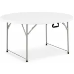 Masă catering pliabilă rotundă 180 cm, HDPE și cadru metalic, alb