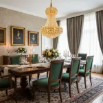 Candelabru Cristal CASTRUM Eleganza 9xE14, D50 cm, Auriu, Inaltime Reglabila, Metal si Cristal