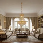 Candelabru din cristal Empire Eleganza, 10xE14, D 50 cm, auriu, reglabil
