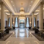 Candelabru din cristal VELIOR Supremo, auriu, D100 cm, inaltime reglabila