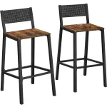 Set 2 scaune de bar VASAGLE cu spatar, stil industrial, maro rustic
