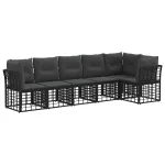 Set de canapele pentru grădină 6 pcs Negru poliratan GartenMobel Dekor