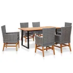 Set mobilier de exterior, 7 piese, gri, poliratan, lemn acacia GartenMobel Dekor