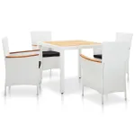 Set mobilier de grădină, 5 piese, alb, poliratan GartenMobel Dekor