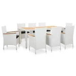 Set mobilier de grădină, 9 piese, alb, poliratan GartenMobel Dekor