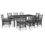 Set mobilier de grădină, 9 piese, gri, poliratan GartenMobel Dekor