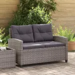 Canapea de grădină cu 2 locuri cu perne, gri, 124 cm, poliratan  GartenMobel Dekor
