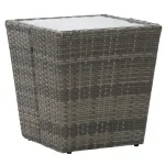 Masă de ceai gri 41,5x41,5x43 cm poliratan sticlă securizată GartenMobel Dekor