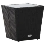 Masă de ceai negru 41,5x41,5x43 cm poliratan sticlă securizată GartenMobel Dekor