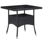 Masă de exterior, negru, poliratan și sticlă GartenMobel Dekor