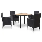 Set mobilier de exterior cu perne, 5 piese, negru, poliratan GartenMobel Dekor
