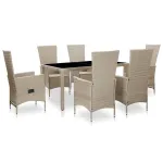 Set mobilier de exterior cu perne, 7 piese, bej, poliratan GartenMobel Dekor