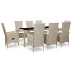 Set mobilier de exterior cu perne, 9 piese, bej, poliratan GartenMobel Dekor