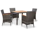 Set mobilier de grădină cu perne, 5 piese, gri, poliratan GartenMobel Dekor