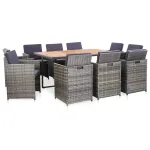 Set mobilier de exterior cu perne, 11 piese, gri, poliratan GartenMobel Dekor