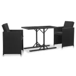 Set mobilier de exterior cu perne, 3 piese, negru, poliratan GartenMobel Dekor