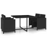 Set mobilier de exterior cu perne, 5 piese, negru, poliratan GartenMobel Dekor