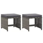 Taburete de grădină cu perne, 2 buc., antracit, poliratan GartenMobel Dekor