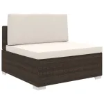 Scaun modular de mijloc, 1 buc., maro, poliratan, cu perne GartenMobel Dekor