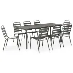 Set mobilier de exterior, 9 piese, gri închis, oțel GartenMobel Dekor