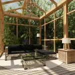 Set mobilier de grădină cu perne, 5 piese, gri, poliratan GartenMobel Dekor