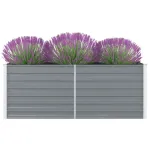 Strat înălțat de grădină, gri, 160x80x45 cm, oțel galvanizat GartenMobel Dekor