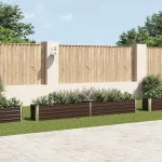 Strat înălțat de grădină, maro, 320x40x45 cm, oțel galvanizat GartenMobel Dekor