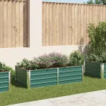 Strat înălțat de grădină, verde, 160x80x45 cm, oțel galvanizat GartenMobel Dekor