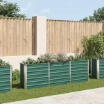 Strat înălțat de grădină, verde, 240x40x77 cm, oțel galvanizat GartenMobel Dekor