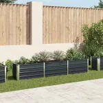 Strat înălțat de grădină antracit 240x40x45 cm oțel galvanizat GartenMobel Dekor