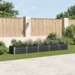 Strat înălțat de grădină antracit 400x80x45 cm oțel galvanizat GartenMobel Dekor