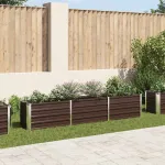 Strat înălțat de grădină maro 240 x 40 x 45 cm oțel galvanizat GartenMobel Dekor