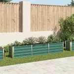 Strat înălțat de grădină verde 240 x 40 x 45 cm oțel galvanizat GartenMobel Dekor