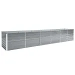 Strat înălțat grădină, gri, 480x80x77 cm, oțel galvanizat GartenMobel Dekor