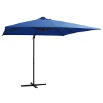 Umbrelă consolă cu LED, stâlp din oțel albastru azur 250x250 cm GartenMobel Dekor