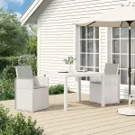 Scaune de Dining pentru Grădină 2 pcs Alb și gri deschis PP GartenMobel Dekor