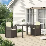 Scaune de Dining pentru Grădină 2 pcs Gri deschis și Crem PP GartenMobel Dekor