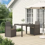 Scaune de Dining pentru Grădină 2 pcs Gri deschis și taupe PP GartenMobel Dekor