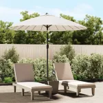Umbrelă de soare de exterior, stâlp aluminiu, nisipiu, 270 cm GartenMobel Dekor
