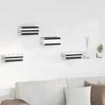 Raft suspendat cu raft Pe perete 8 pcs Negru 6 x 10,8 x 6,6 cm GartenMobel Dekor